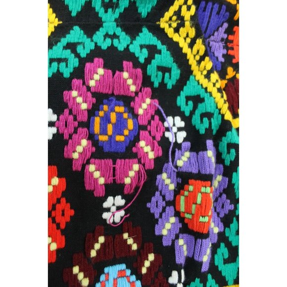 South American Embroidered Throw Blanket Colorful Geometric Native Twin 74 x 56" - Picture 9 of 12